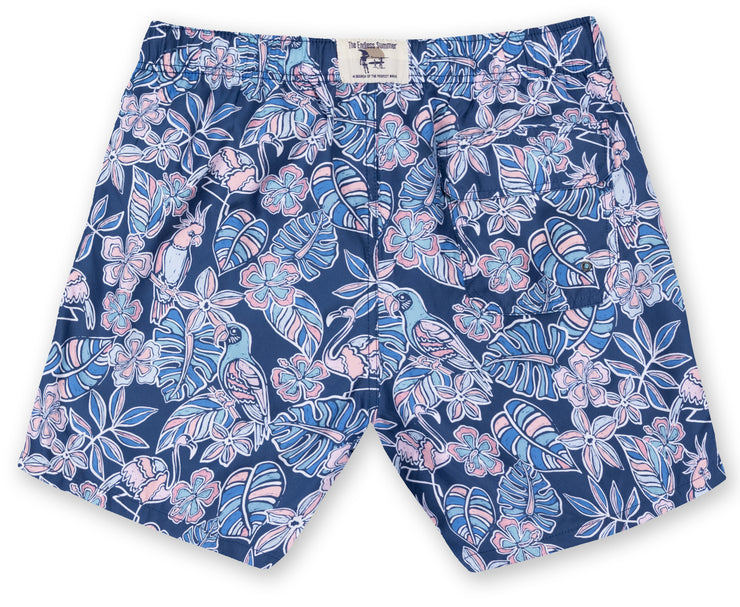 Mens Printed Swim Shorts - Navy