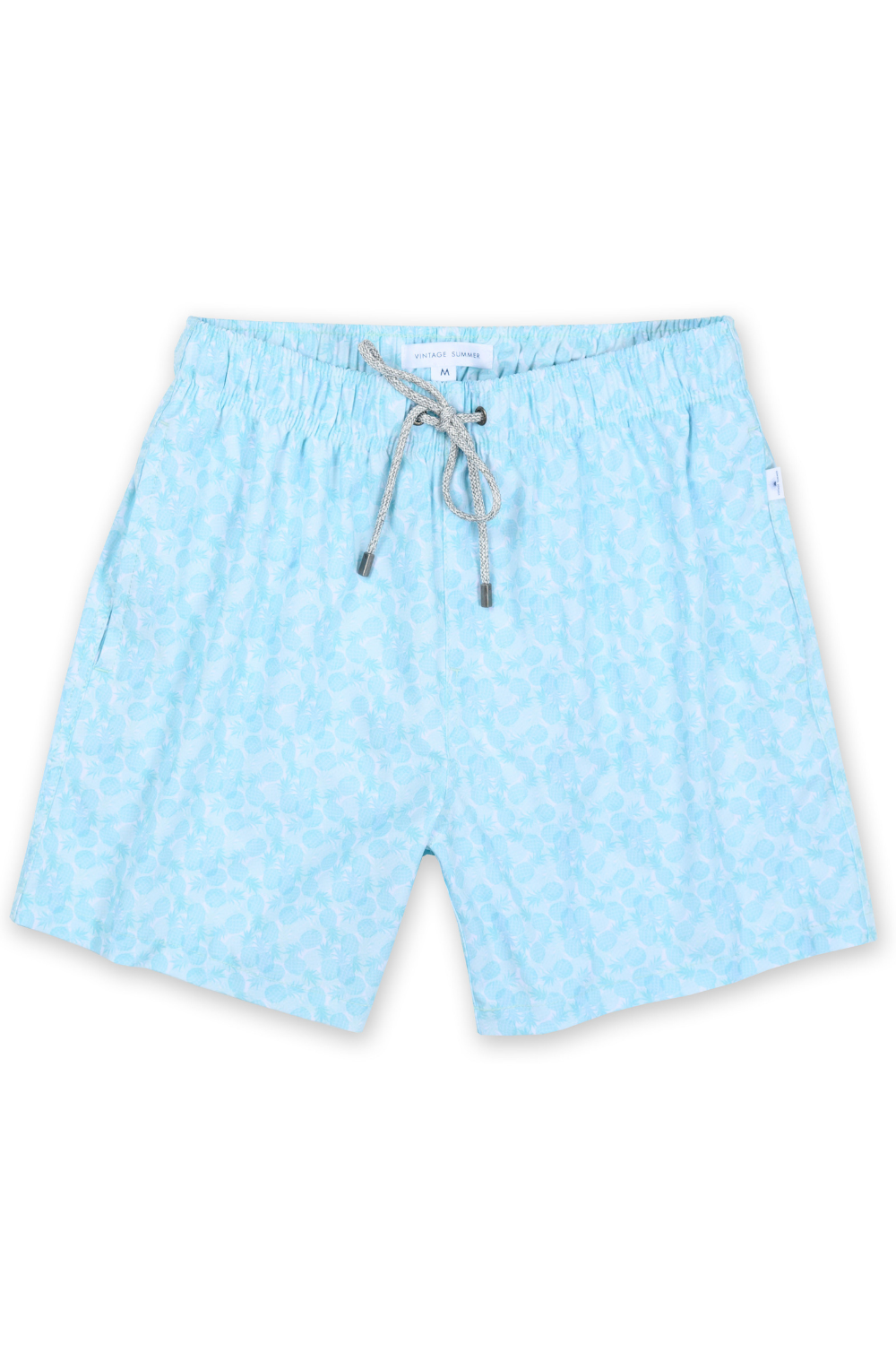 MENS SWIM SHORTS W DITSY PINEAPPLE PRINT MINT VintageSummerSwimwear