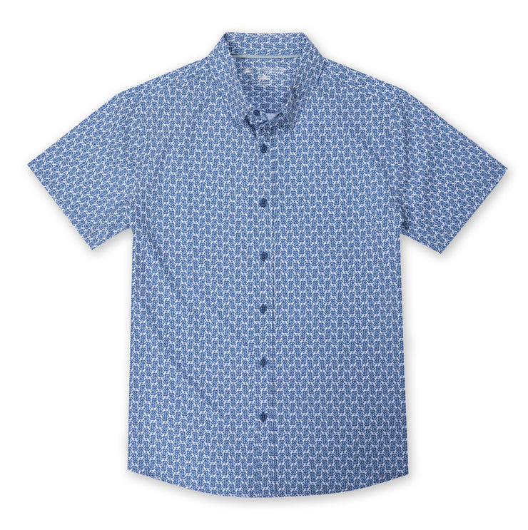 Mens Performance Printed 4-Way Stretch Button Down