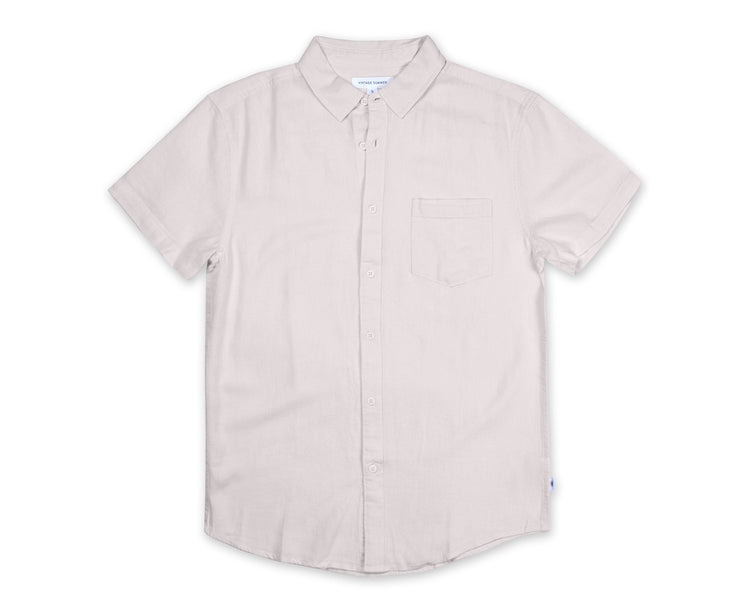 Mens Short Sleeve Linen Buttondown - Sand