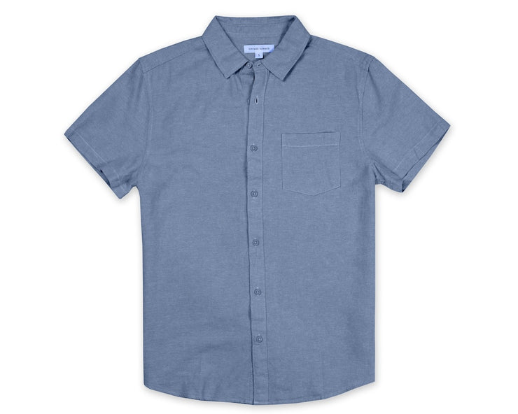 Mens Short Sleeve Linen Buttondown - Navy