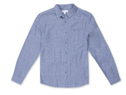 Mens Long Sleeve Linen Buttondown - Navy