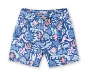 Mens Printed Swim Shorts - Navy