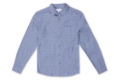 Mens Long Sleeve Linen Buttondown - Navy