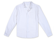 Mens Long Sleeve Linen Buttondown - White