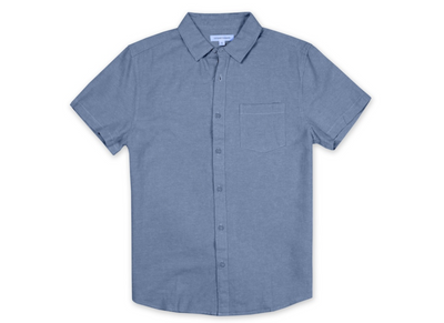 Mens Short Sleeve Linen Buttondown - Navy