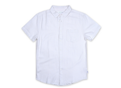 Mens Short Sleeve Linen Buttondown - White