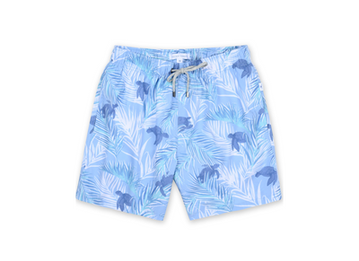 MENS SWIM SHORTS W/ LEAF & TURTLE PRINT - PURPLE