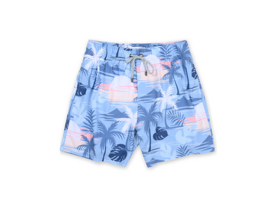 MENS SWIM SHORTS W/ VICE SCENIC PRINT - PURPLE