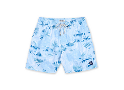 MENS SWIM SHORTS W/ COCONUT PRINT - LIGHT BLUE