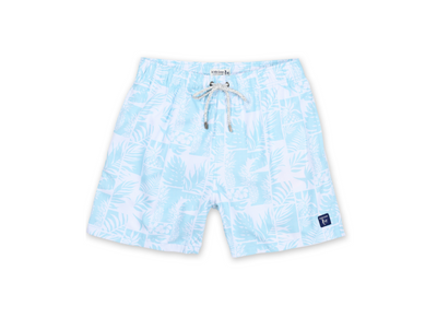 MENS SWIM SHORTS W/ BLOCK PINEAPPLE PRINT - AQUA