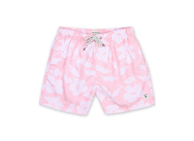 MENS SWIM SHORTS W/ TEXTURED FLOWER PRINT - PINK