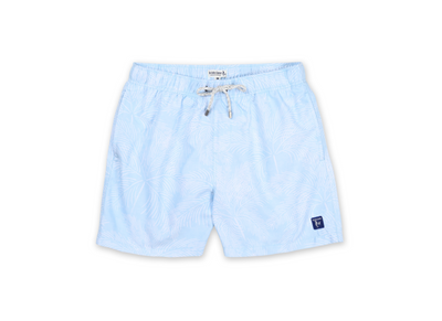 MENS SWIM SHORTS W/ PALM TREE - LIGHT BLUE