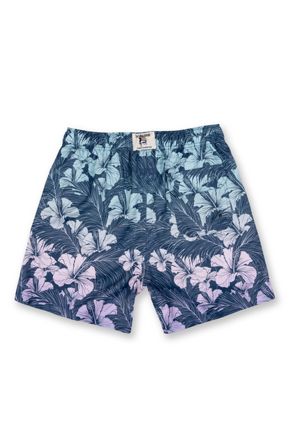 MENS SWIM SHORTS W/ FLORAL PRINT - NAVY – VintageSummerSwimwear.com