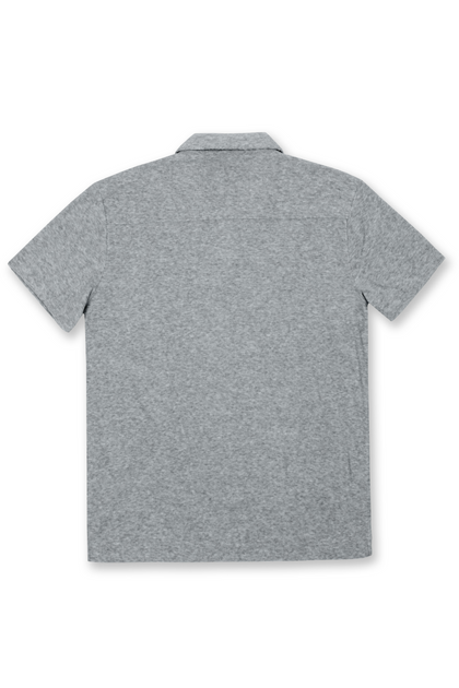 MENS SOLID TERRY CLOTH PULLOVER SHORT SLEEVE POLO - HEATHER GREY ...